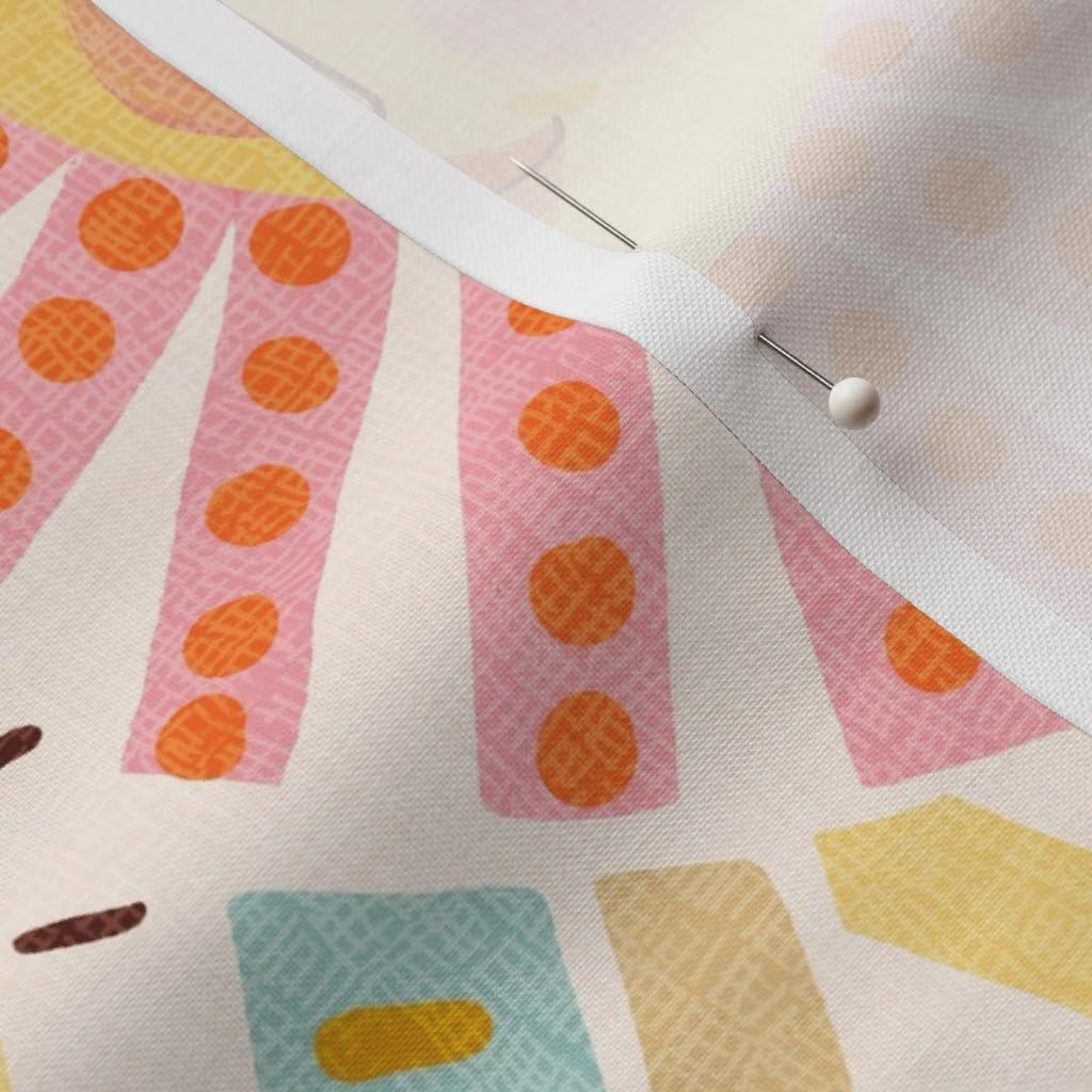 Spoonflower Fabric - Boho Sunshine Bohemian Terracotta Rainbow Celestial Sun Face Pink Printed on Petal Cotton Fabric Fat Quarter - Sewing Quilting Apparel Crafts Decor