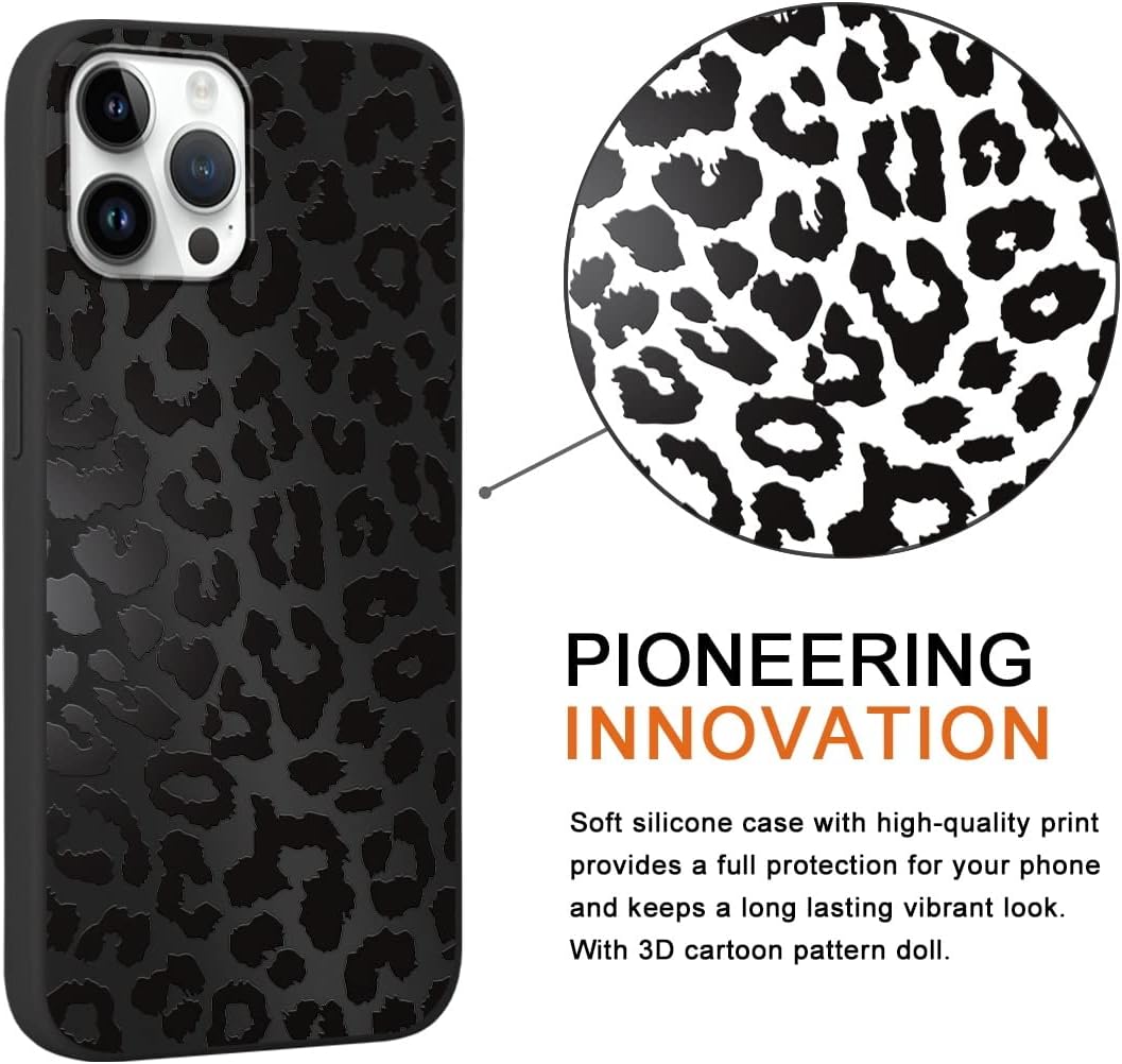 2 Pack Cool Cheetah Print for iPhone 15 Pro Max 6.7" Phone Case,Leopard Cute Pattern Design Cases Soft Silicone TPU Shockproof Protective Cover for Women Girls-Black & White - Image 5