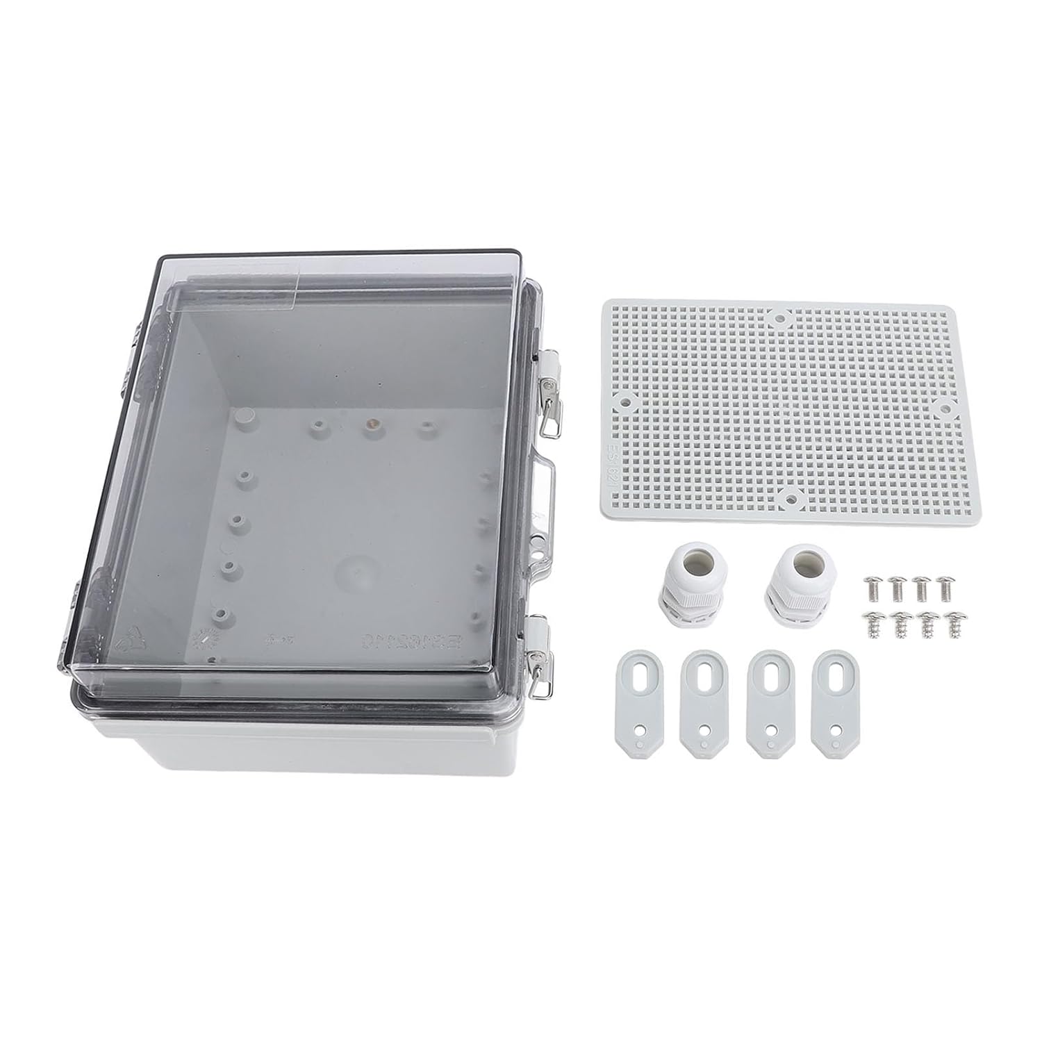 Electrical Junction Box, IP67 ABS Plastic Enclosure with Transparent Cover, Mounting Plate, Wall Brackets, Weather Proof Outdoor Electrical Box, 160x210x100mm