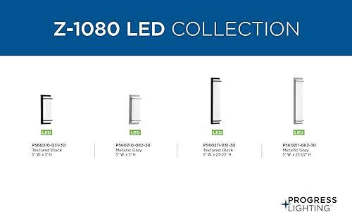 Miniatura 8 de Progress Lighting Z-1080 Colección LED 1-Luz Blanco Acrílico Sombra Moderno Aplique de Pared Pequeño para Exteriores Gris Metálico