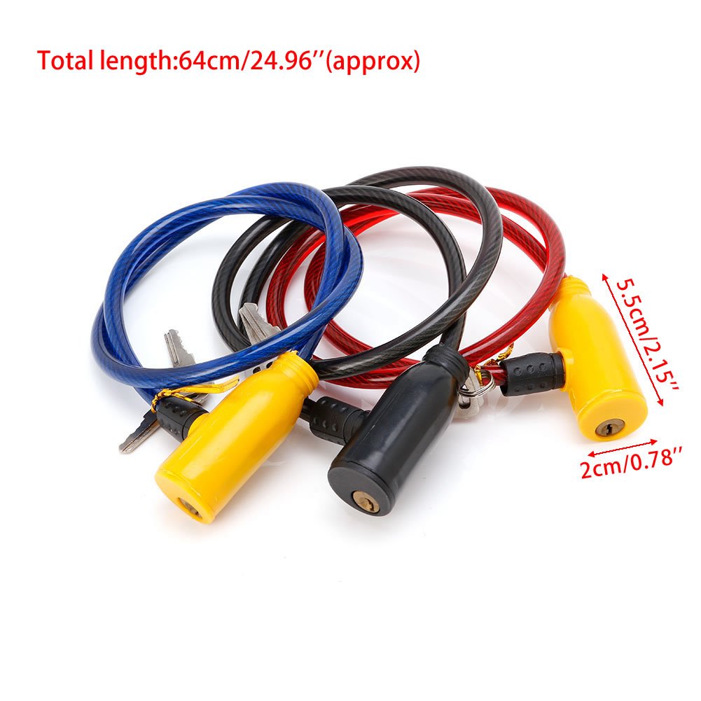Delight eShop 8x640MM Cycling Cable Anti-Theft Bike Bicycle Scooter Safety Lock with 2 Keys
