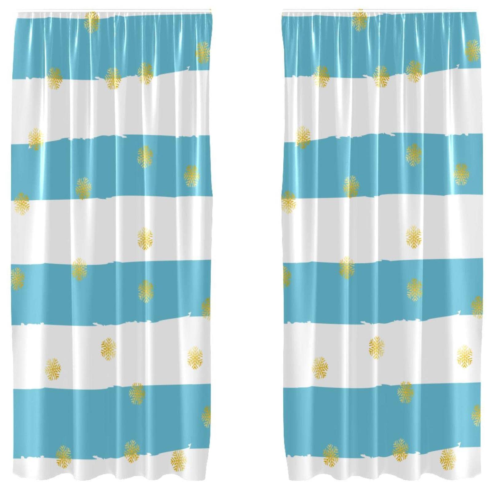 Rideaux occultants design élégant rayures bleues 140x213