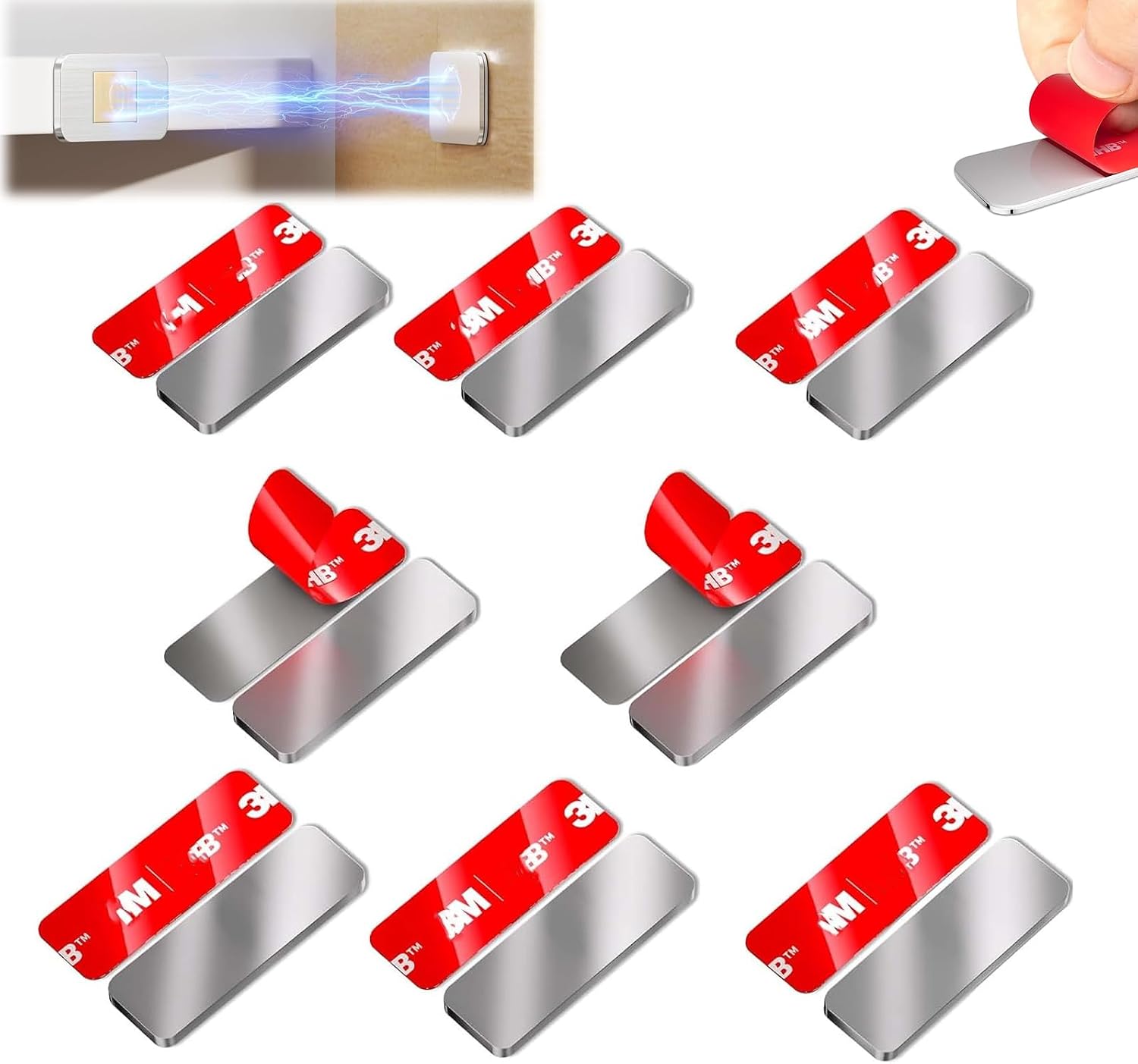 8 Pack Magnetic Cabinet Door Catch, Ultra Thin Cabinet Door Magnets, Adhesive Cabinet Latch Magnetic Closures for Kitchen Closet Door Closing Magnetic Door Catch Closer