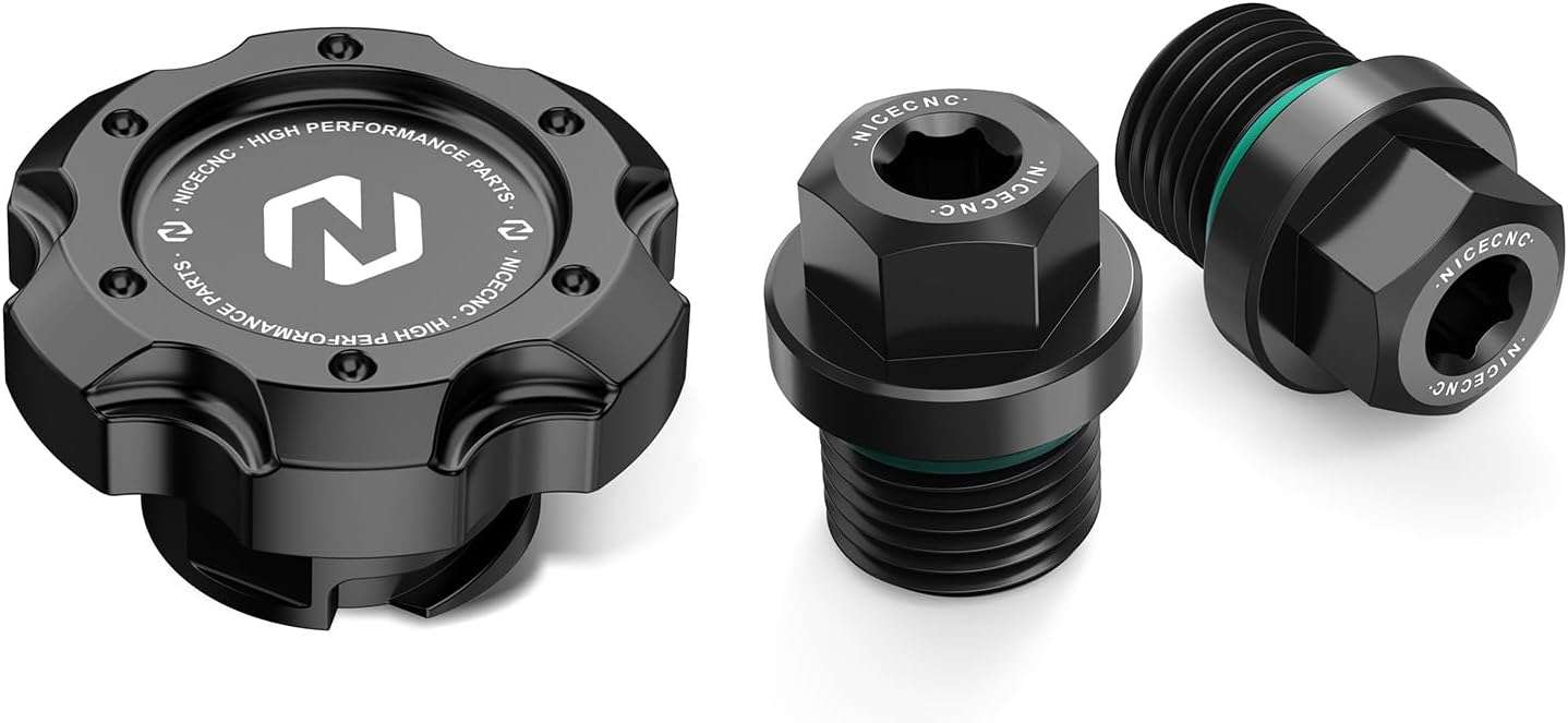 NICECNC Enigne Cover Oil Filler Cap and Front Differential Screw Kit Compatible with Polaris RZR 4 900 2017-2018, RZR RS1 2019-2020, See Fitments