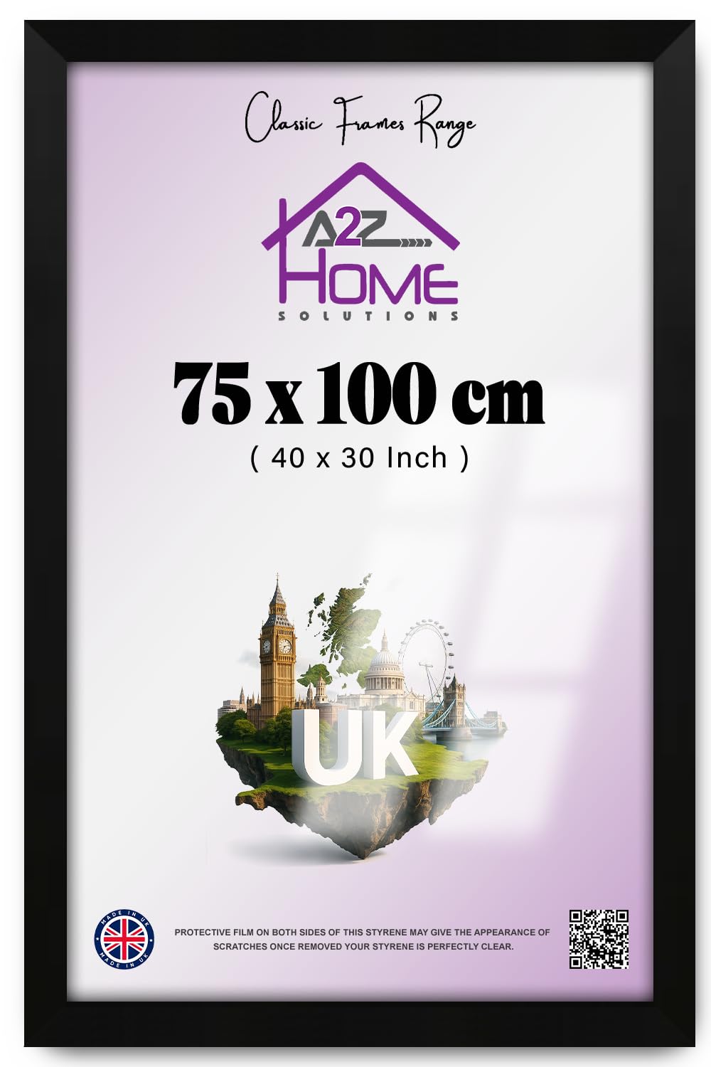 A2Z Home Solutions | Elegant (40 X 30 Inch) Poster Frame — Vertical And Horizontal Display, Ideal For Art And Photo Presentation In Living Rooms, Offices, Galleries, Matte Black With Bevel Edge