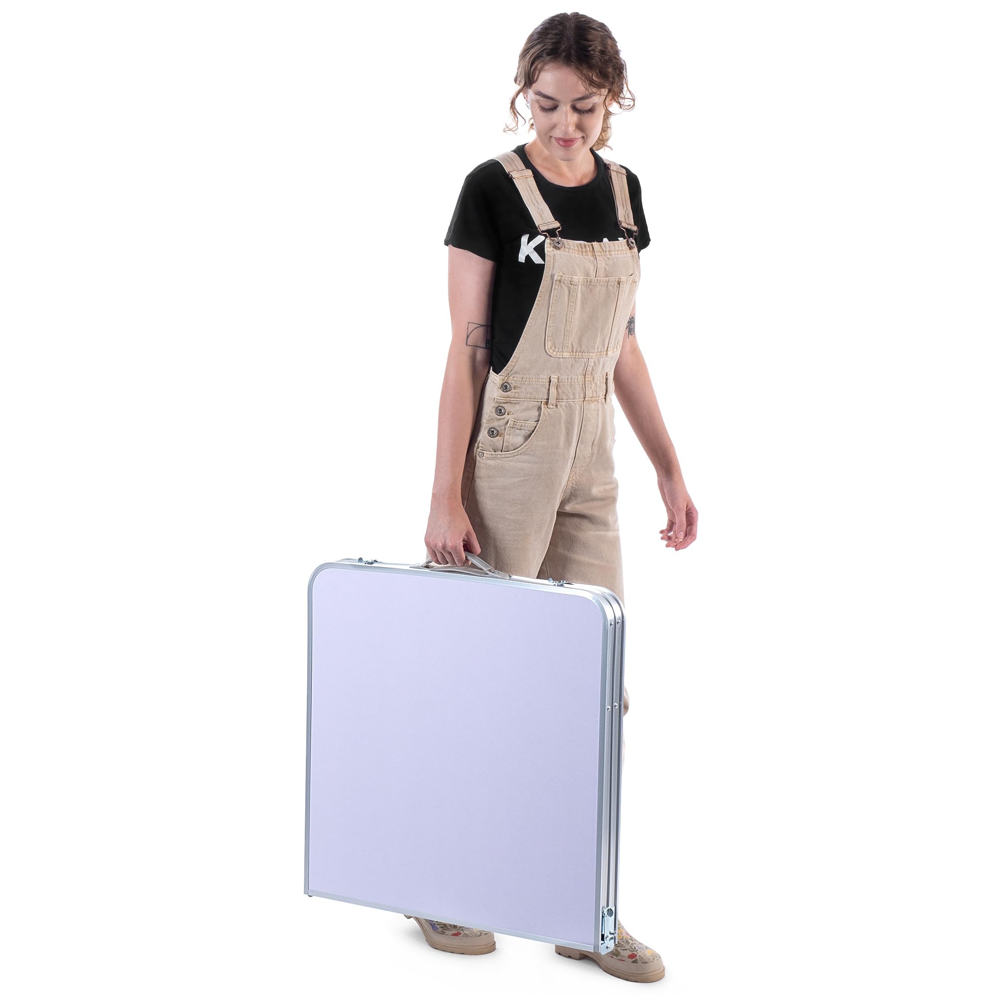 KADAX Juego de Muebles de Camping: Mesa Plegable Con 4 Sillones Ajustables en Altura, Multifunción (Plata y Blanco)
