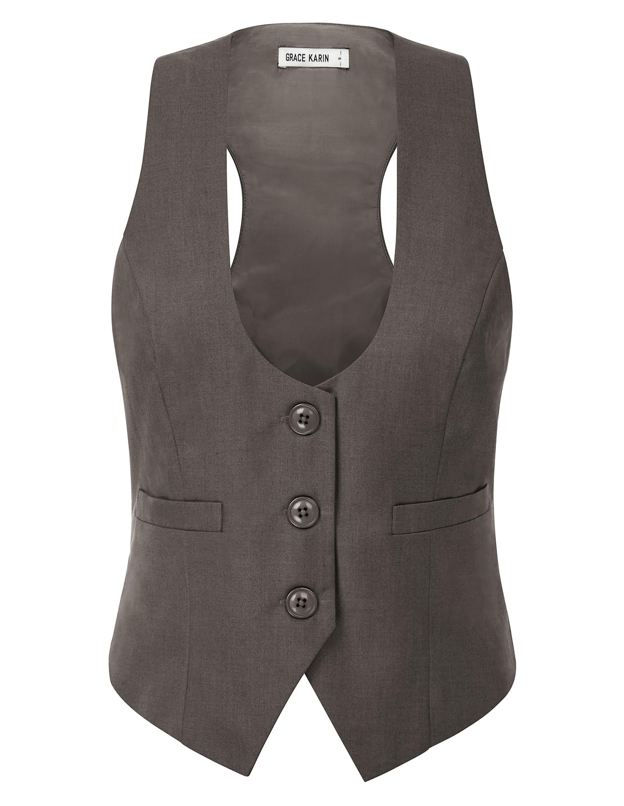 GRACE KARIN Women's Suit Vest Top, Dressy Casual Sleeveless Button Waistcoat, Fromal Steampunk Blazer for Work Office