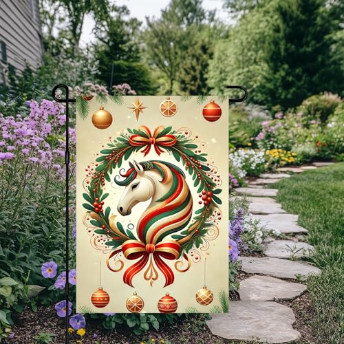Image of BlissYard Christmas Fantasy Horse Garden Flag 12x18 Inch Polyester