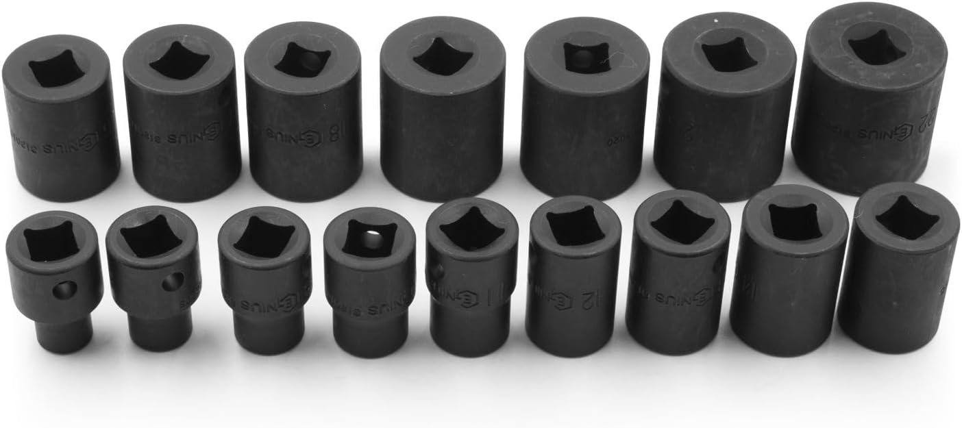 Genius Tools 16 Piece 3/8" Dr. Metric Impact Socket Set TF-316M
