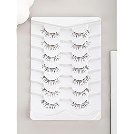 Natural Eyelashes False Lashes for Small Eyes 10Mm Short Eyelashes C Curl Strip Lashes Wispy Eye Lash Pack with Thin Cotton Band 7 Pair Siligli