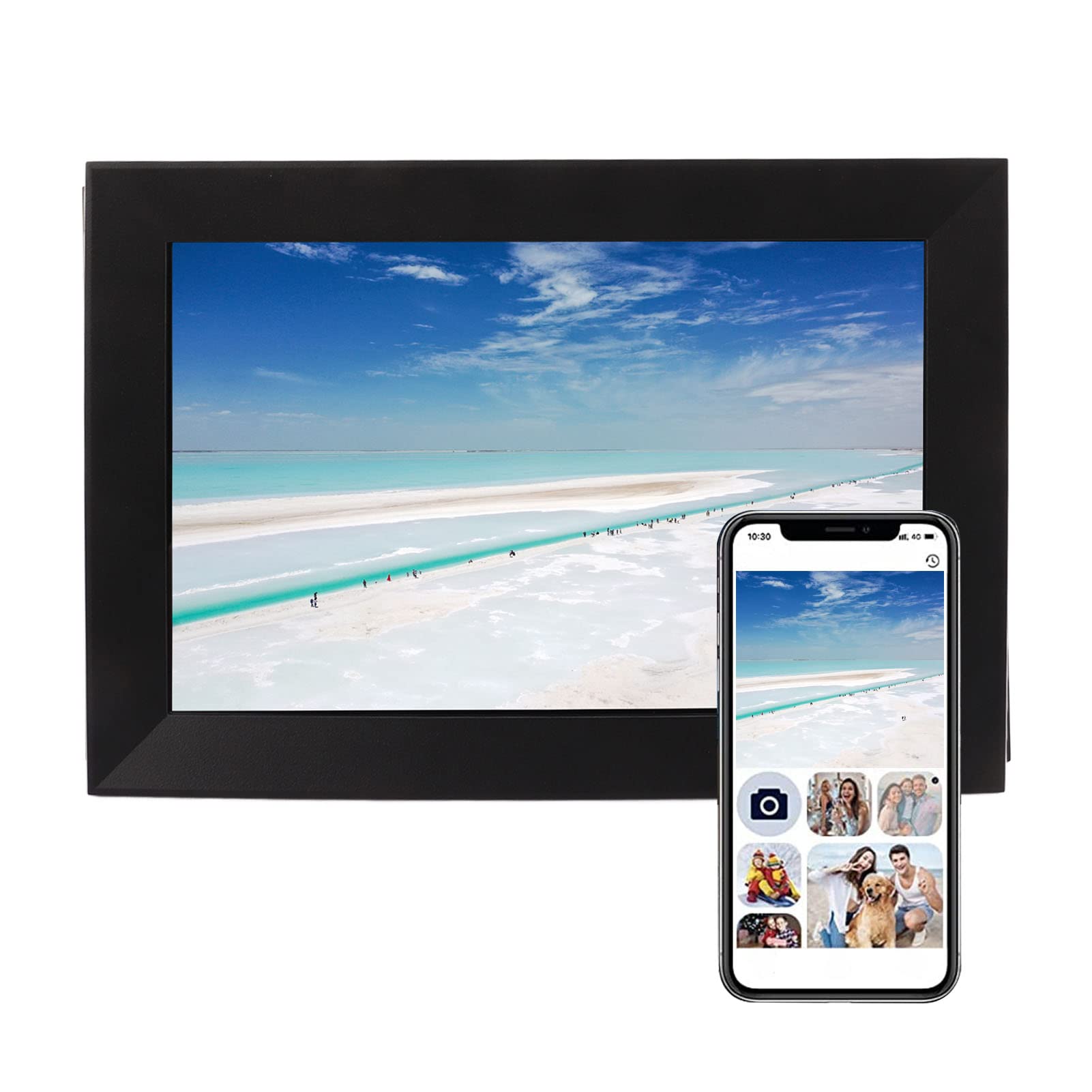 Grand Trame Photo Numérique 10.1In IPS Screen Tactile Smart Image Frame WiFi WiFi Diaporama pour Un Partage instantané adapté aux Membres de la Famille (Prise UE)