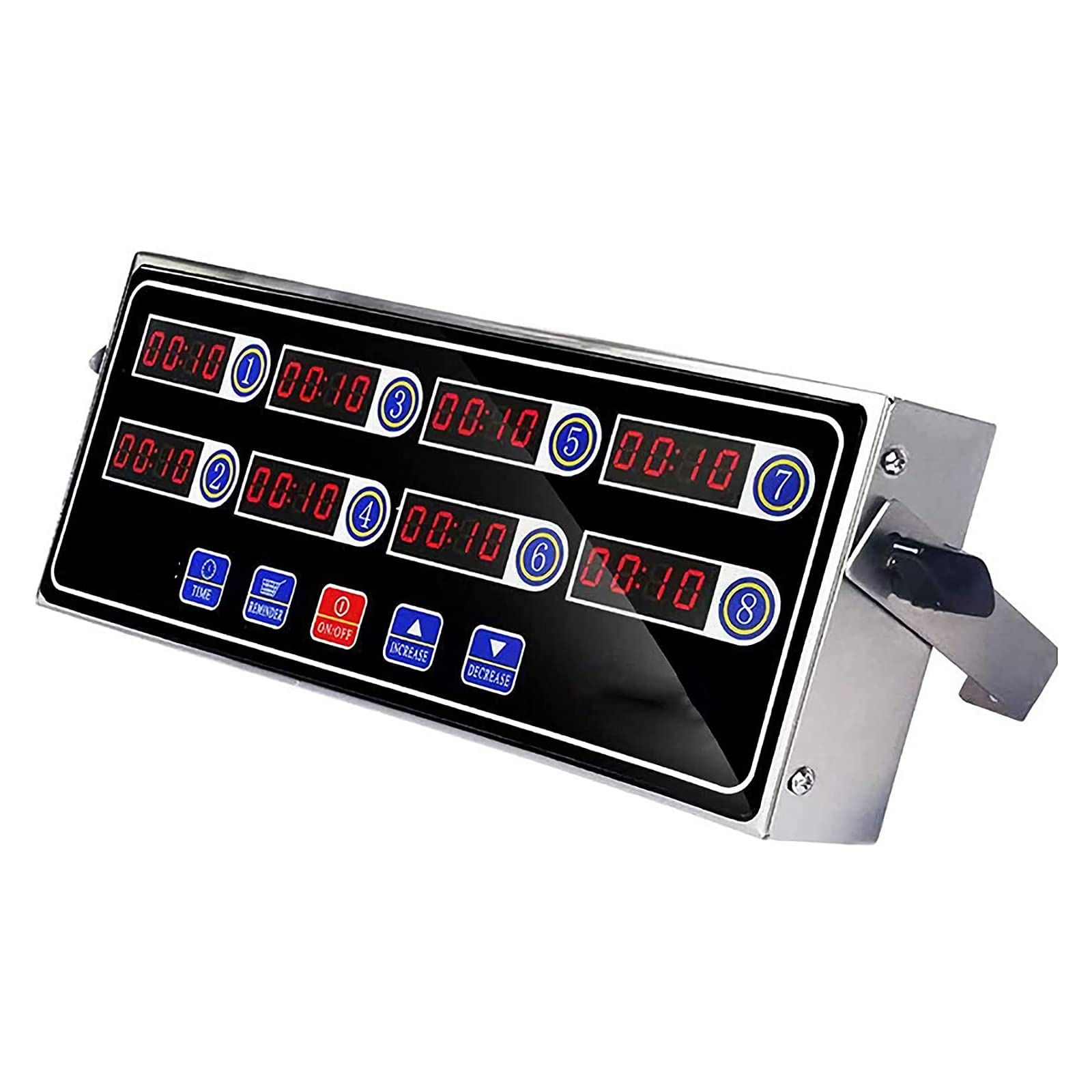 Temporizador de Cocina Comercial, temporizadores de cocción de 8 Canales, Pantalla LED Transparente de Acero Inoxidable, con Alarma Fuerte recordatorio de cocción, para cocinar Hamburguesas en múlti
