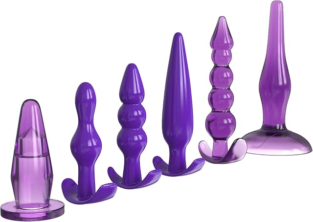 Beginner Butt Plug Anal Trainer Set, 6 Pcs Butt Plug Training Kit for Women Men, Small Middle Large Huge Anal Beads Anal Plug Fetish Sex Adult Toy for Couples