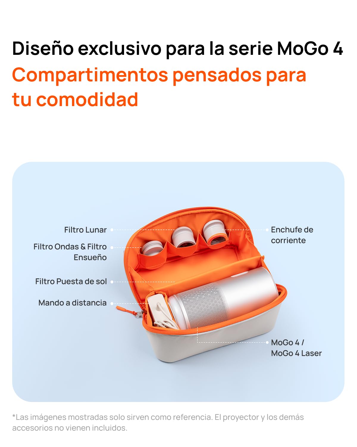 XGIMI Estuche de Viaje para MoGo 4, Funda Protectora Antigolpes 0.26kg | Bolsa para proyector MoGo 4. Hecha de nylon resistente con organizador interior de accesorios y asa de transporte