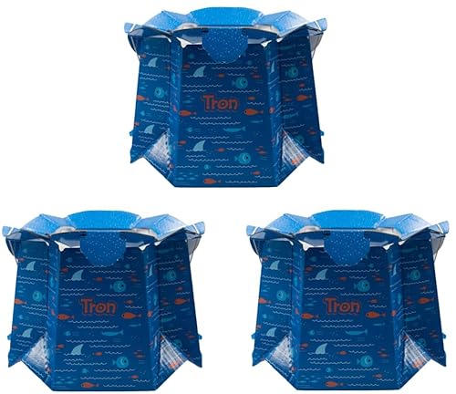 Hippychick Tron Potty, Travel Sickness Throw Away Packs for Children of up to 30 kg, Disposable, Collapsible, Portable, Non-Spill, Environment Friendly, Potty Training, 3-Pack, Fish