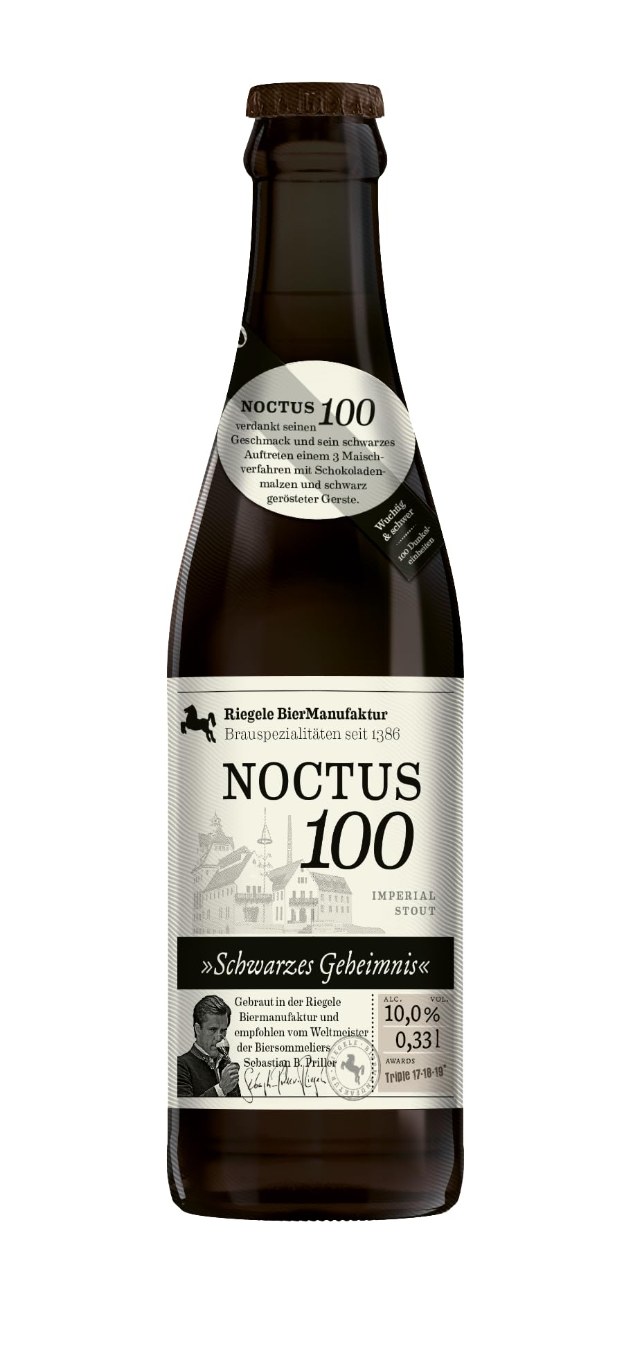 Riegele Geschenkbox Noctus 100 - Schwarzes Geheimnis - Intensives Imperial Stout, Craft Beer aus Bayern (8 x 0,33l)