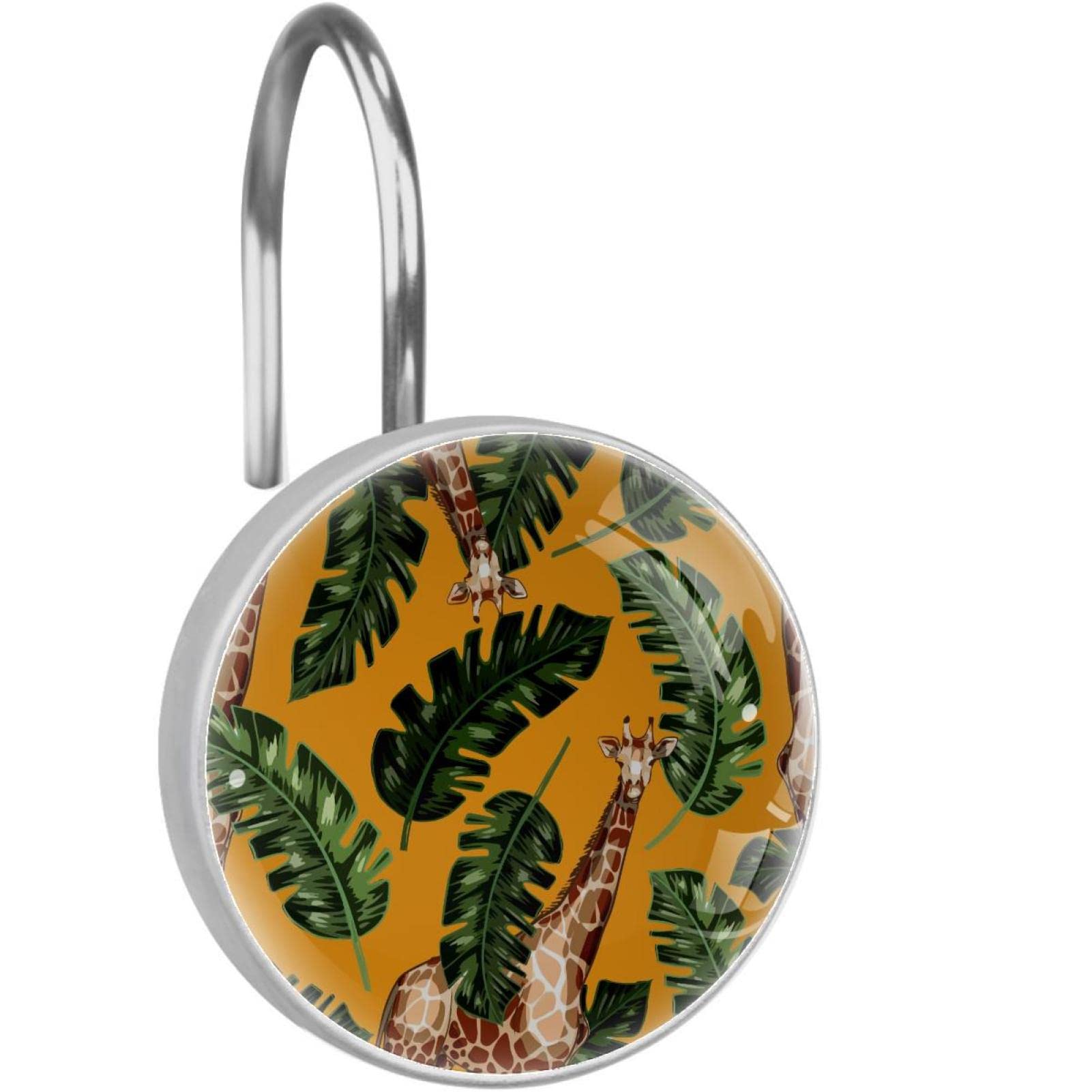 Crochets rideau de douche inox avec finition soignée plantes tropicales