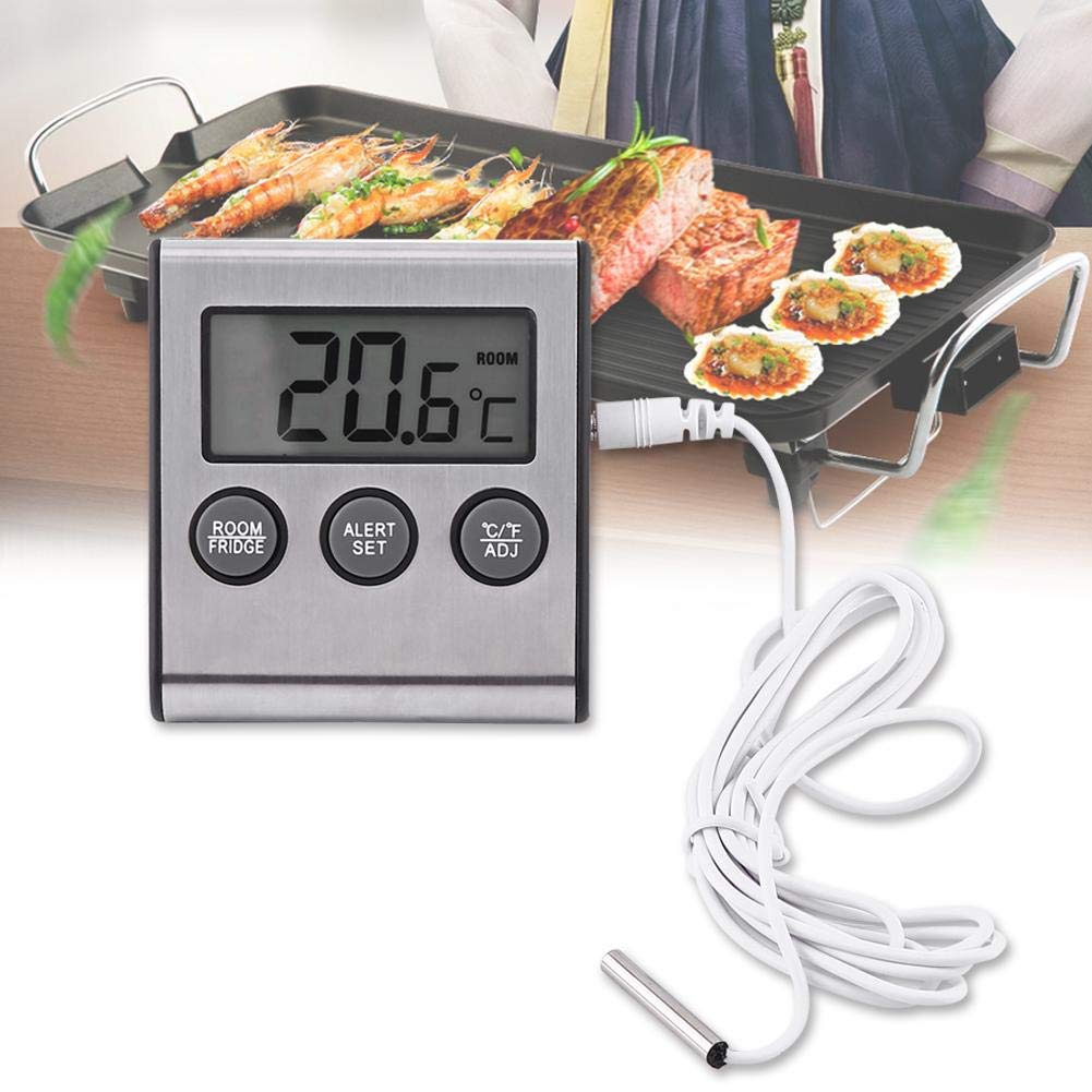 Digital Refrigerator Thermometer, LCD Alarm Fridge Temperature Monitor Mini Battery Powered Freezer Room Thermometer with/Min Temperature Records