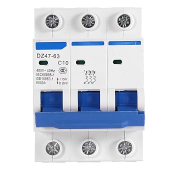 Mini Circuit Breaker, 3 Pole MCB Miniature AC 400V 6/10/16/20A Circuit Breaker, Overload Protection for Combiner Box for DC Systems10A