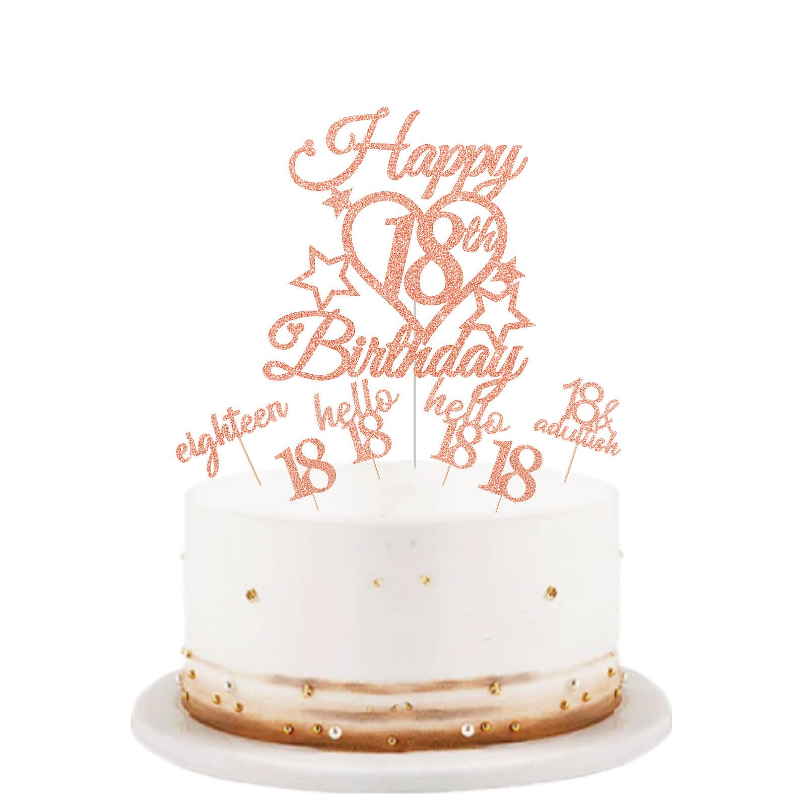 Bng Bng 18th Birthday Cake Topper Rose Gold Glittery Happy