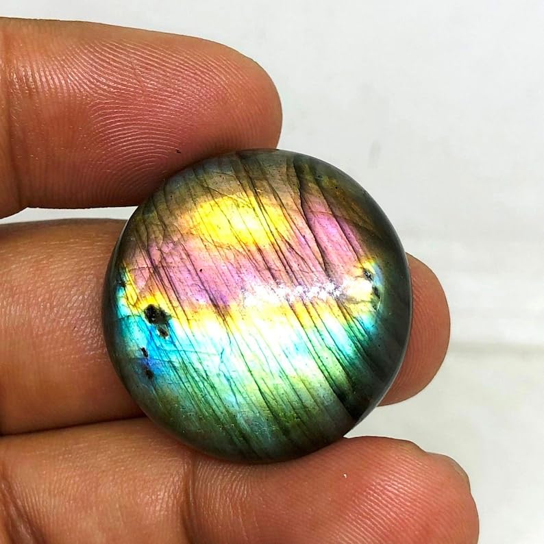 Gemme labradorite authentique 27x27x7mm cabochon de collection - 4