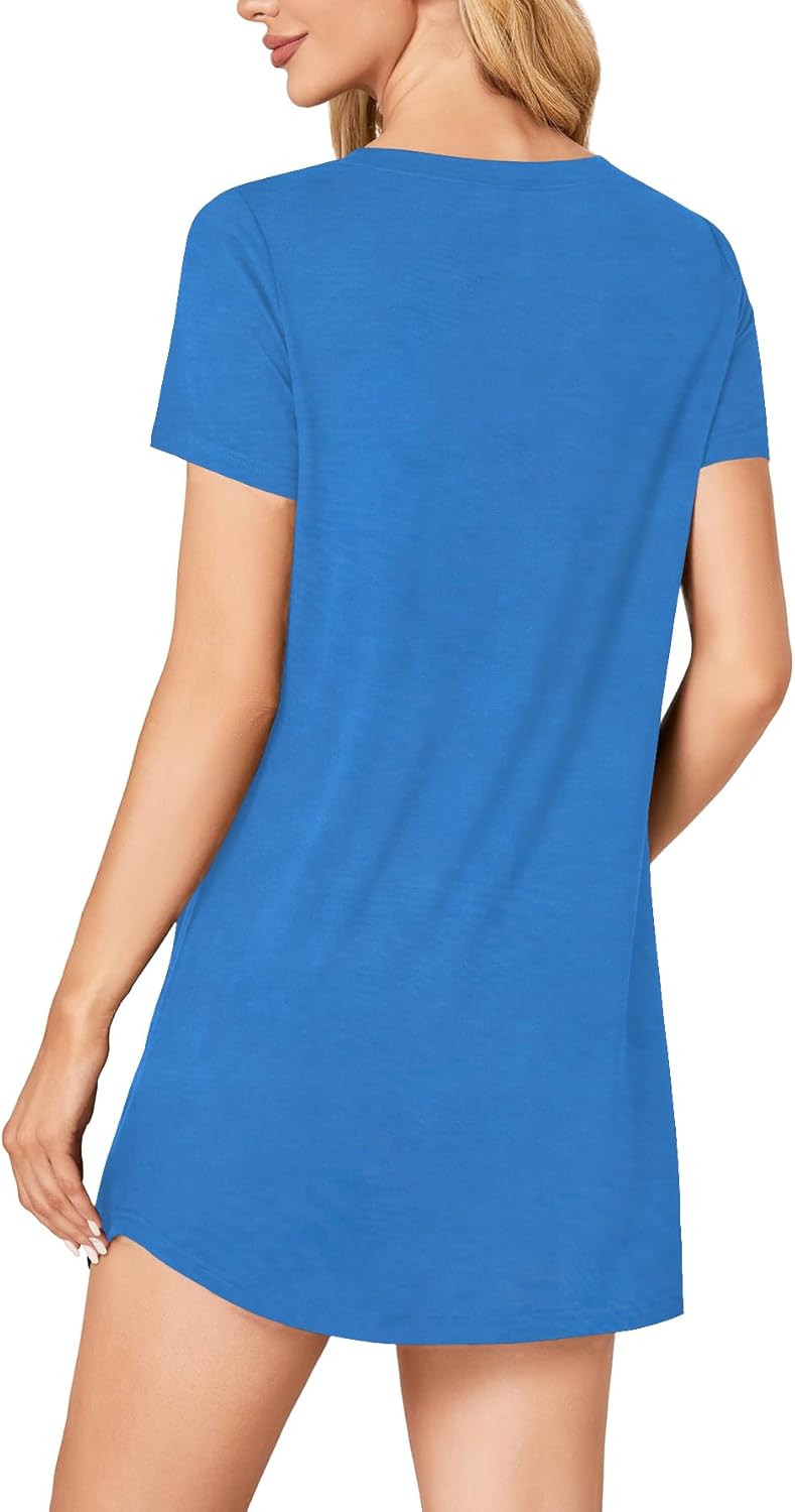 Vrtige Women's Nightgown Short Sleeve Cute Printed Sleepshirts Nightshirt Soft Pajama Sleepwear - Image 3