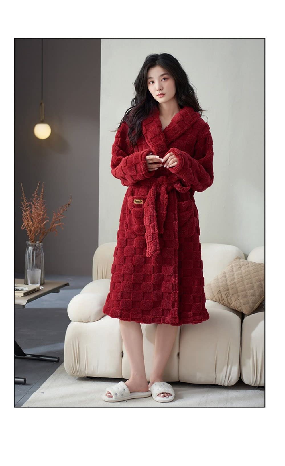 Peignoir Femme En Polaire épaisse – Col Châle, Poche, Super Doux Et Moelleux, Parfait Pour L'hiver - 11