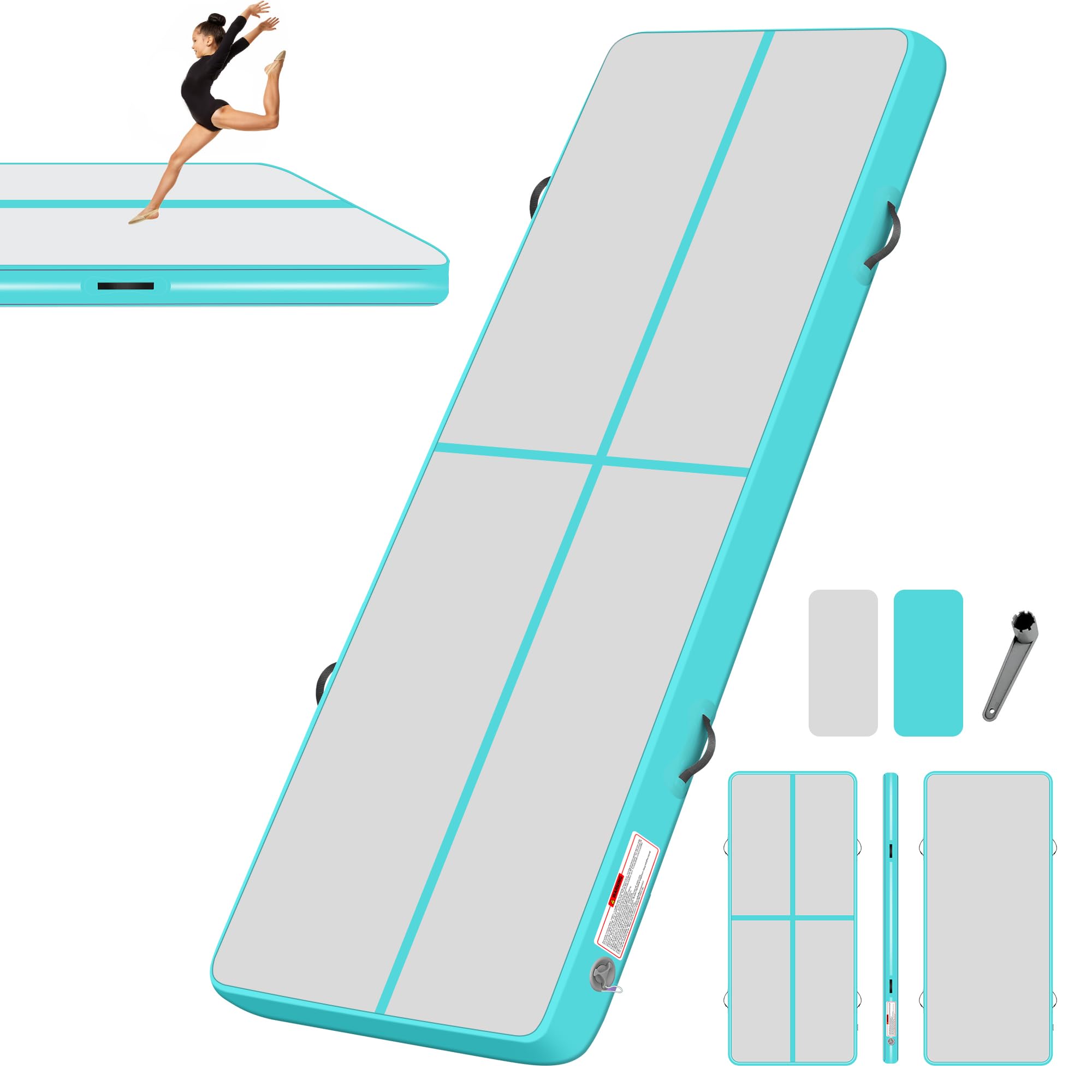 BPB Tapis de gymnastique gonflable. Tapis de gymnastique gonflable de 3 m pour usage domestique, entraînement, gymnastique, yoga, Pilates, arts martiaux, la plage, la mer