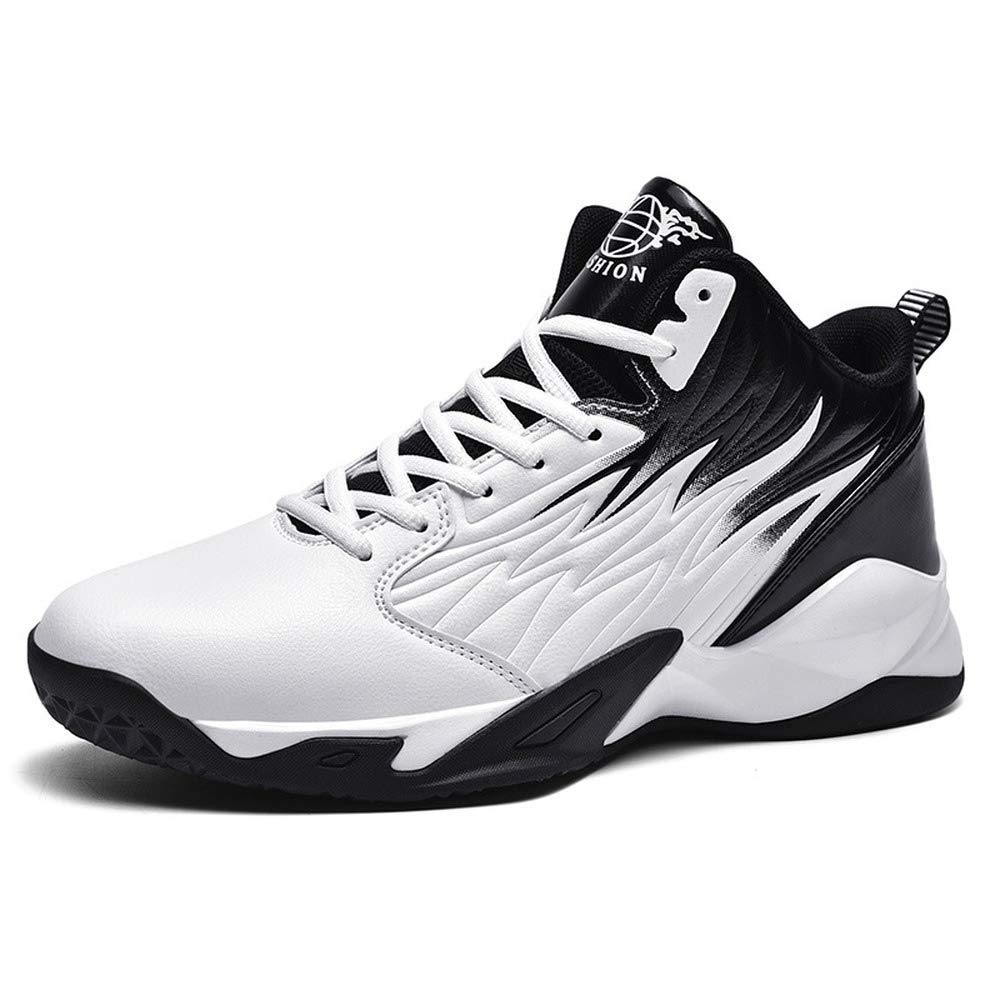 2021 New Small Size Men's Shoes 36 high Help Spring Burst Basketball hot Shoes 37 Waterproof Leather Sports Casual Shoes 38 (8.5,White)