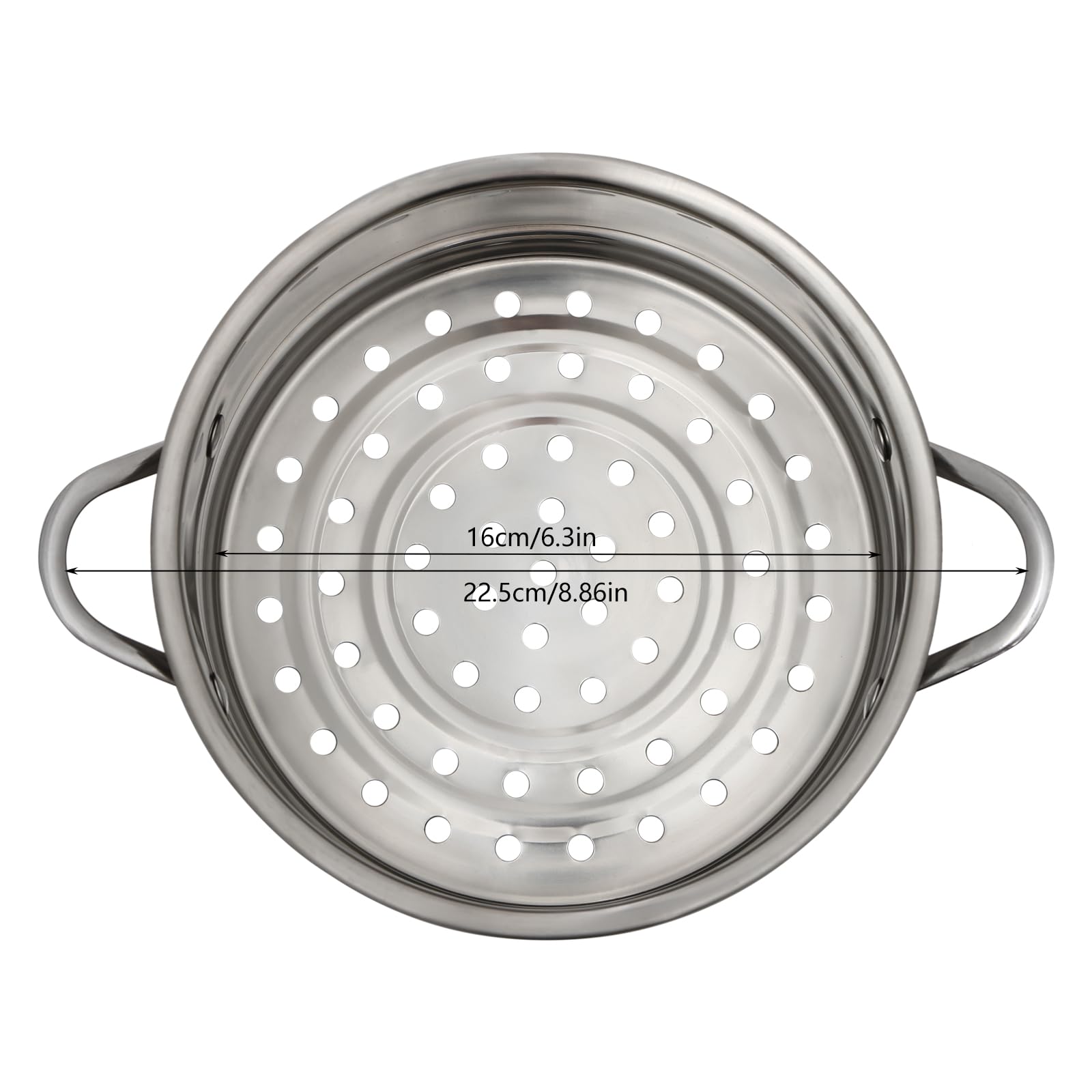 Roestvrijstalen stoompan, kleine stoompan, stoompan, stoompanzet, demprooster met handvat, stoompot, stoomrooster, voor knoedels, vis, groenten, kip, keuken (zilver, 16 cm