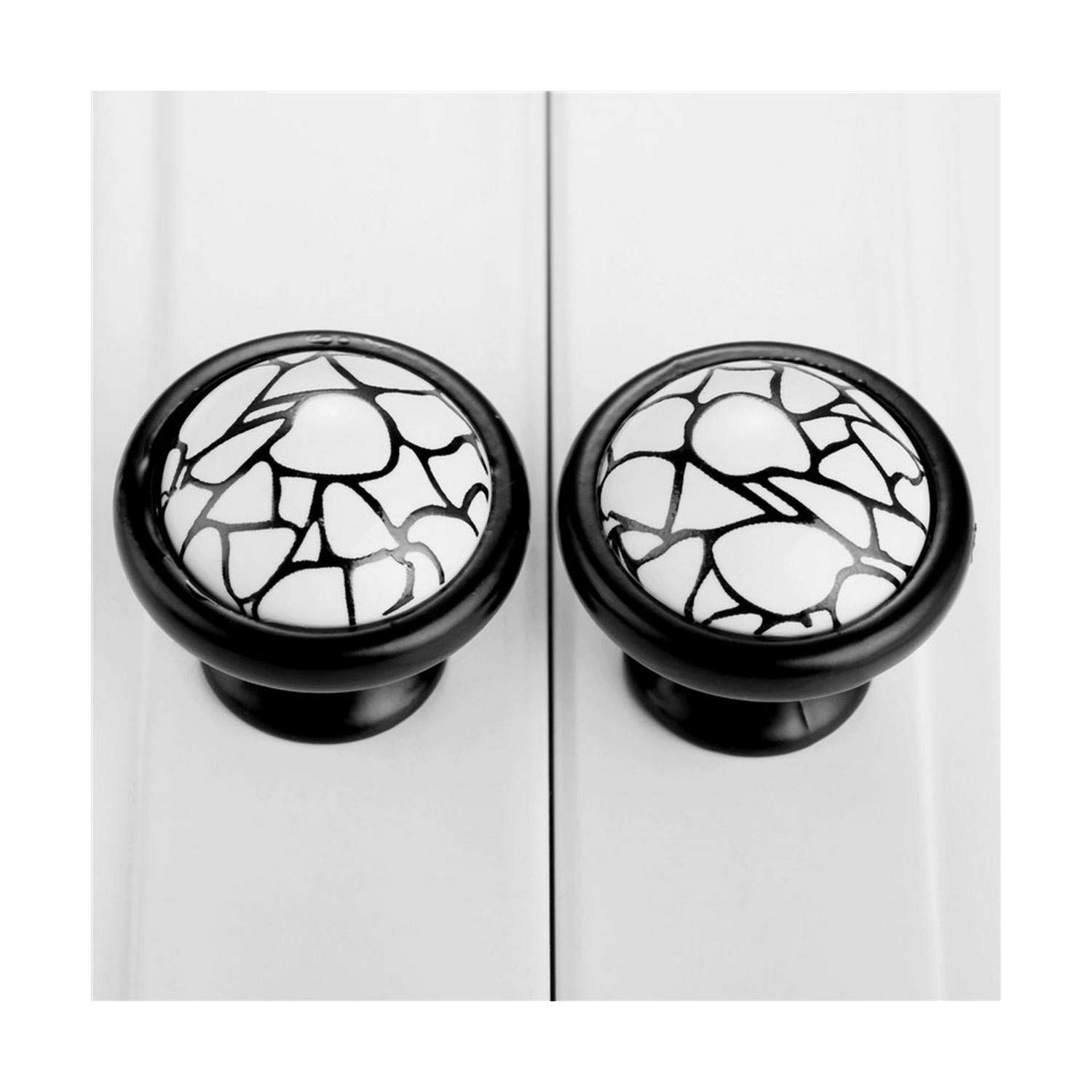 KsCuddle Ceramic Door Handles Country Style Ceramic Drawer Pulls Knob Kitchen Cabinet Handles And Knobs Furniture Black White
