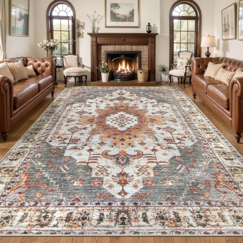 Image of Tangsoo 9x12 Washable Area Rugs for Living Room, Oriental Non Slip Large