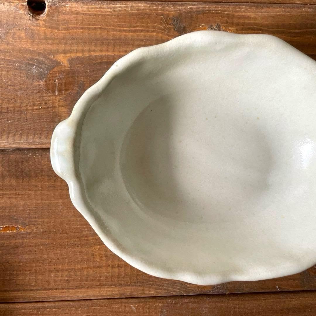 益子焼 白糠釉グラタン皿 2個