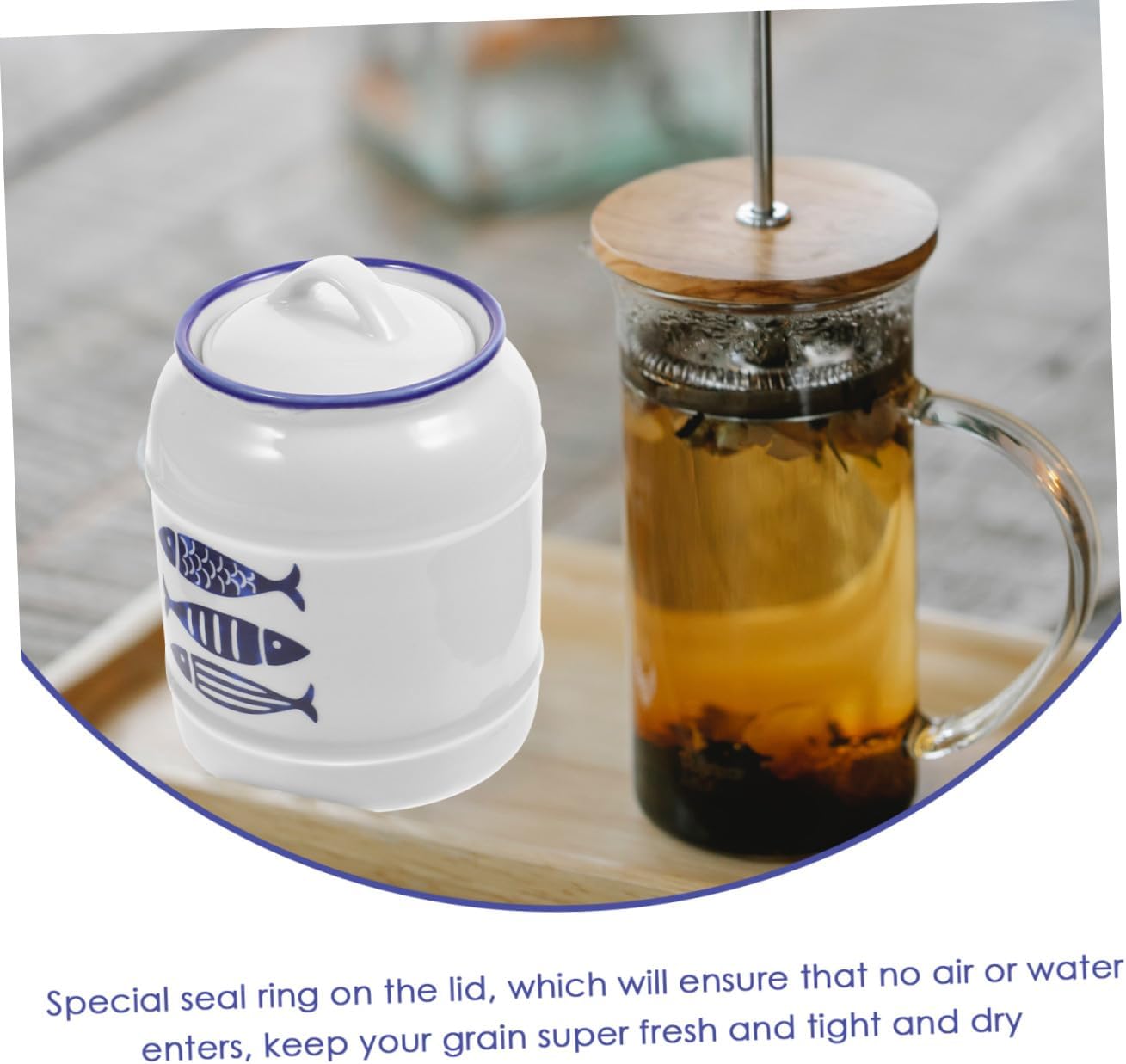 Mikinona Kitchen Canister Ceramic Storage Jars Lids Airtight Food Containers for Counter Sugar Flour Jar