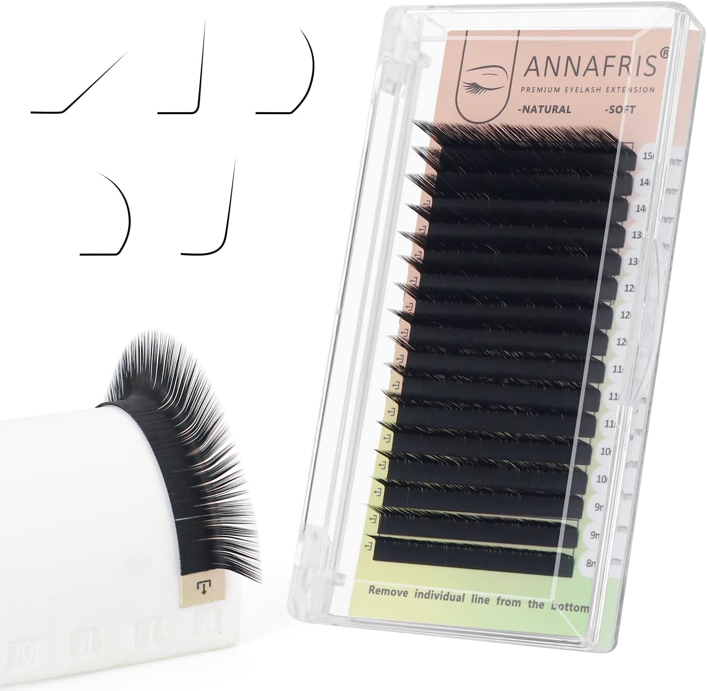 L/LC/LD/LU(M) Curl Individual Eyelash Extension Natural Synthetic Mink Matte Black False Lashes Extension (LD Curl, 0.07 8-15mm Mix)