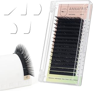 ANNAFRIS L/L+/LC/LD/LU(M) Curl Individual Eyelash Extension Natural Synthetic Mink Matte Black False Lashes Extension Faux Cils Maquillage (L Curl, 0.07 8-15mm Mix)