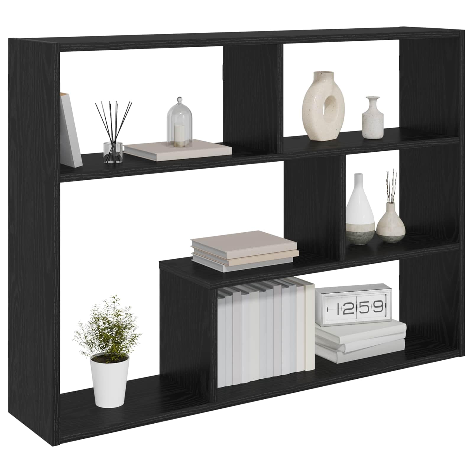 Estante de pared roble negro 95 x 20 x 69,5 cm