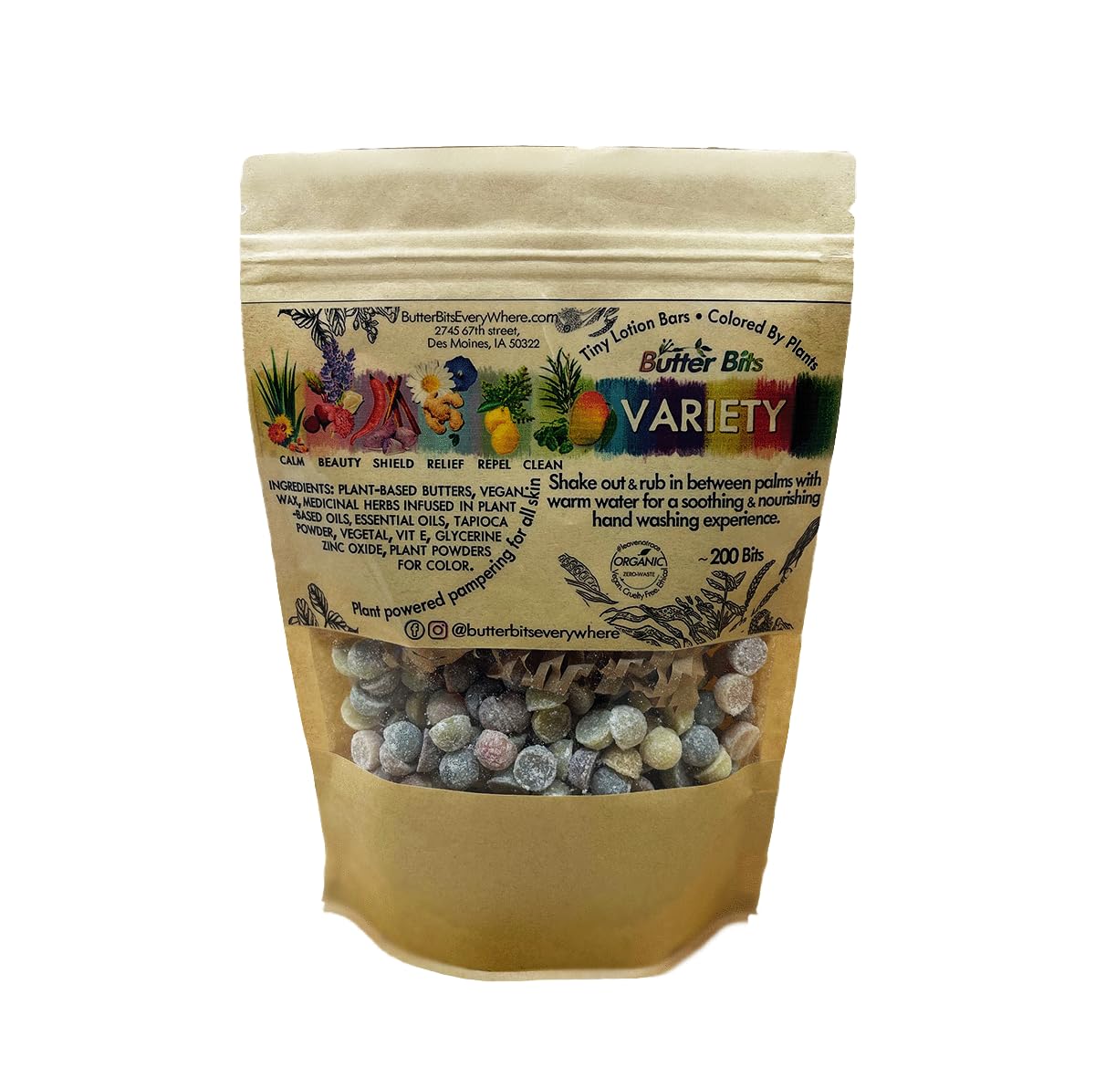Variety Butter Bits lotion bars - Try all 7 varieties - Choose from 5 sizes (200 Bits & Jar)