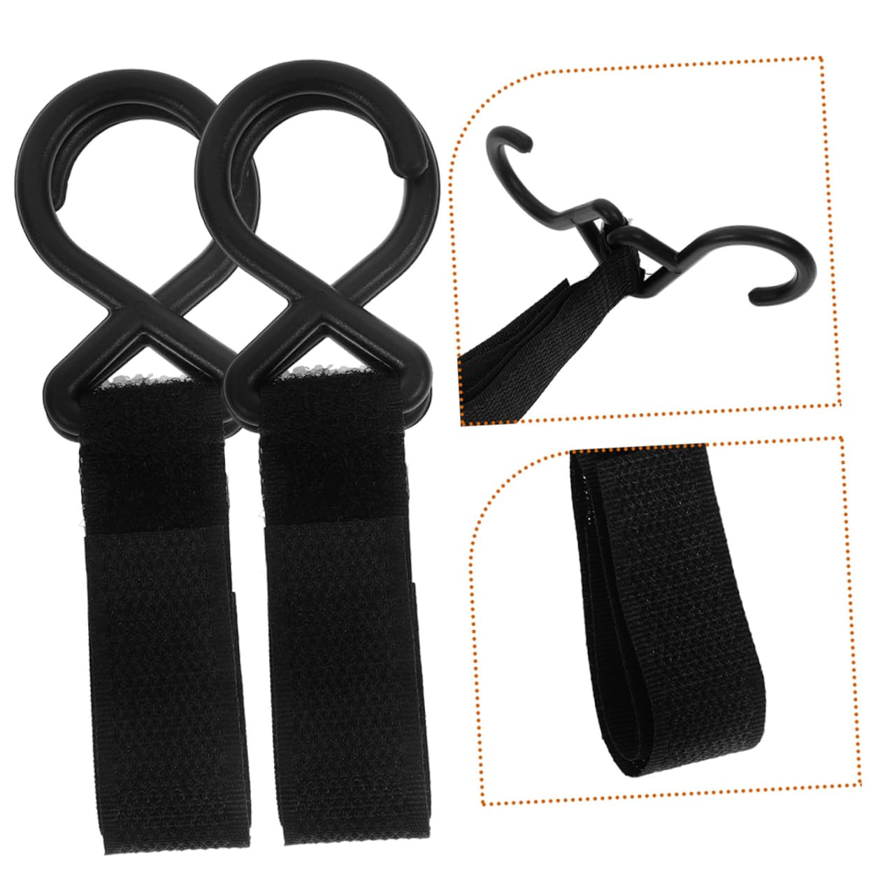 ERINGOGO 12pcs Stroller Hooks for Diaper Bags Multi-Functional Nylon Straps for Stroller Accessories Shopping Bags and Toys Easy to Use and Install Compact Design