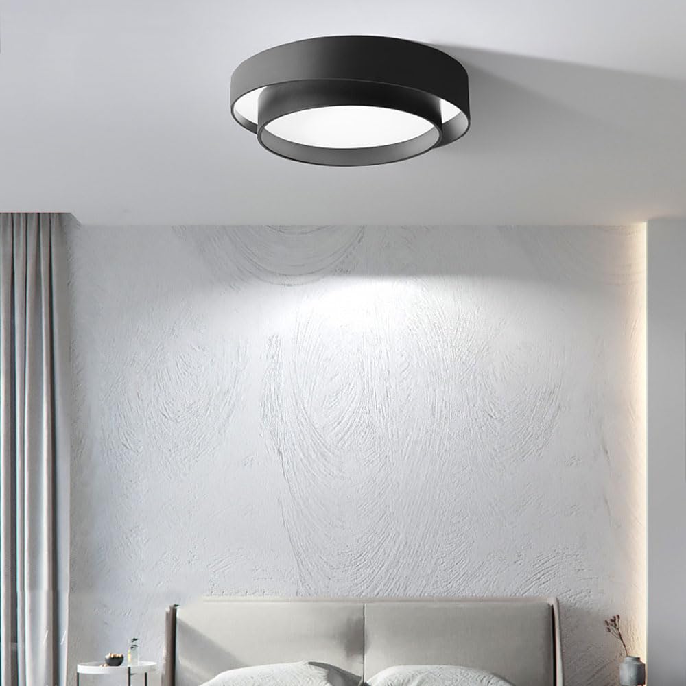 Nordycka okrągła lampa sufitowa dwuwarstwowa, ciepła lampa sufitowa LED ze zdalnie sterowaną wpuszczaną lampą sufitową, łatwa instalacja do sypialni, kuchni, szafy, pralni