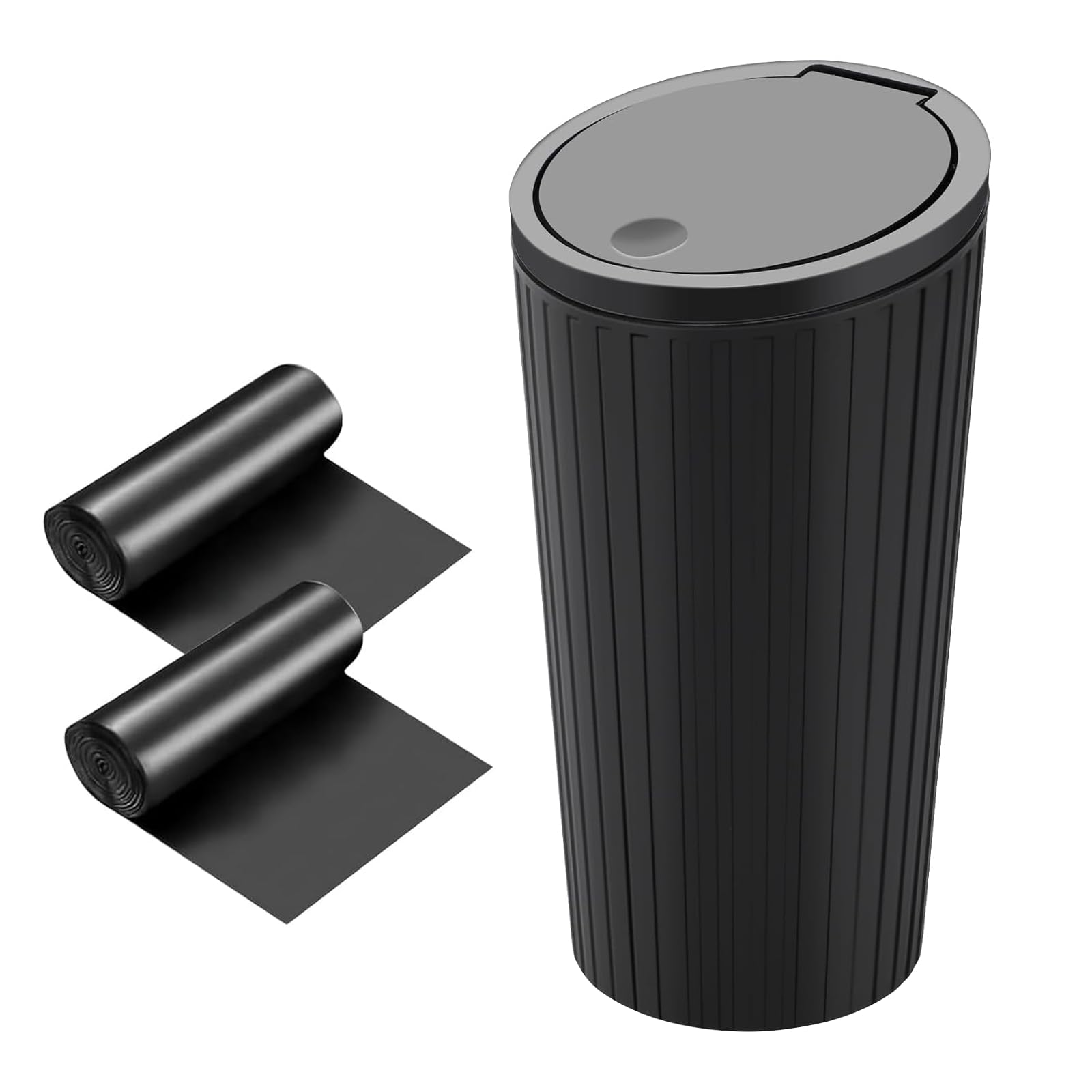 Aevorant Auto Mülleimer Innenraum Set (Schwarz) | Kompakter Abfalleimer mit 2 Rollen Beuteln für Cup-Halter & Türen – Ideal als Auto Gadget, Reisenzubehör und Campingaccessoire