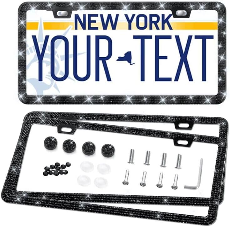 Diamond License Plate Frame - 2 Pack Bling Rhinestone Red Lips Design With 7 Rows Of Crystals, Chrome Metal Holder - View #6