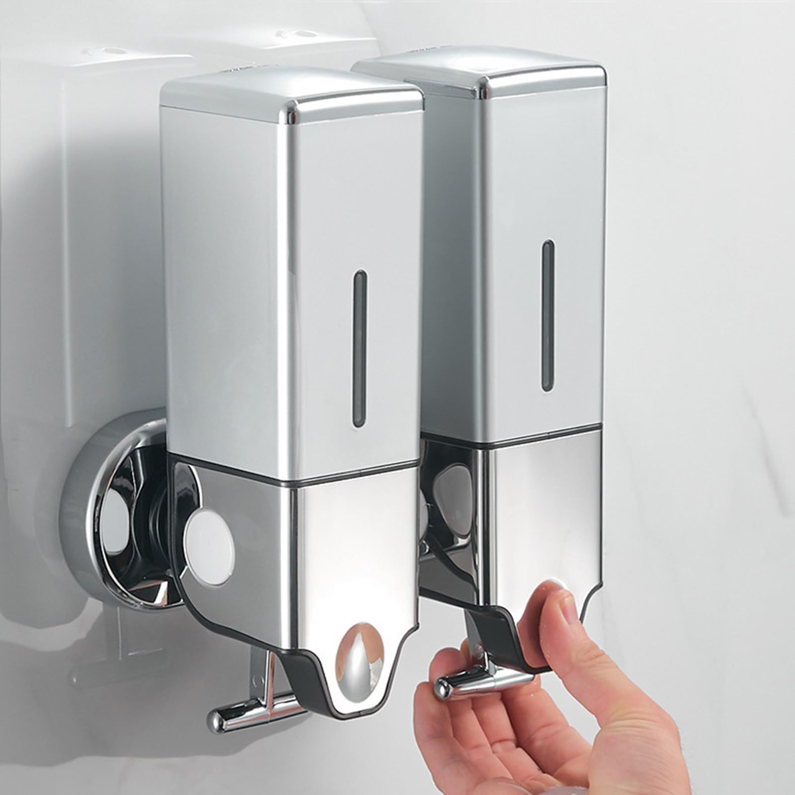 Dispenser di sapone liquido per bagno, un doppio dispenser per sapone liquido, da parete, cucina, bagno, bottiglia di plastica