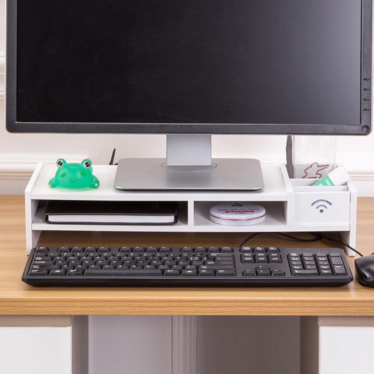 SEWACC Desktop Monitor Stand Screen Riser Shelf for Desk White image 5