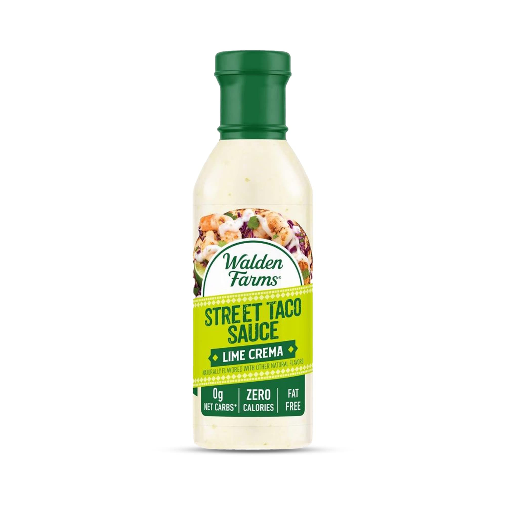 Walden Farms Street Taco Sauce Lime Crema – Calorie-Free, Gluten-Free, Low Carb, Keto-Friendly, Sugar-Free, Tangy Lime Crema Flavor – 12 oz Bottle
