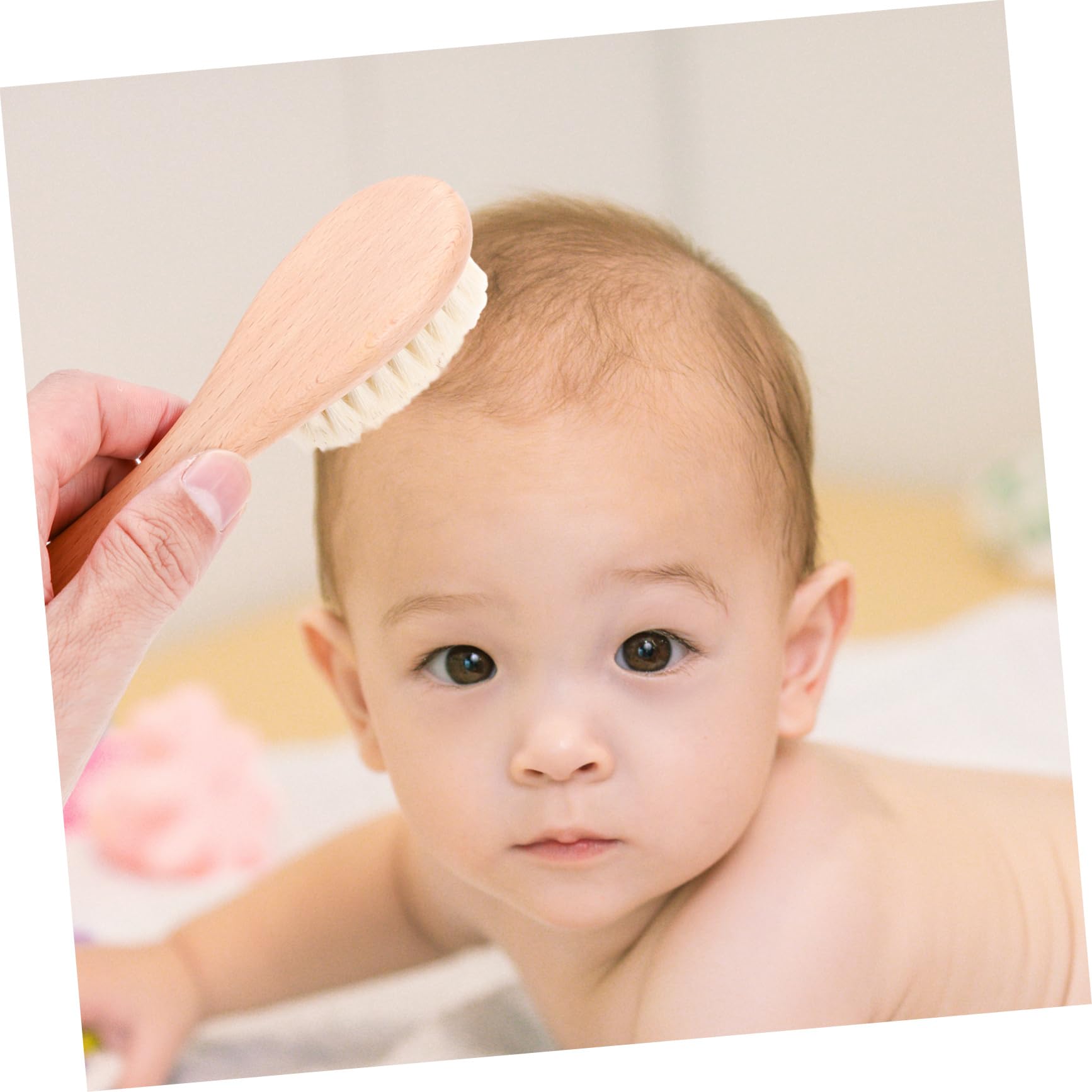 ibasenice 4-Piece Baby Wool Brush Cat Ear Comb Set Scalp Grooming Wooden Baby Comb for Dry/Wet Hair