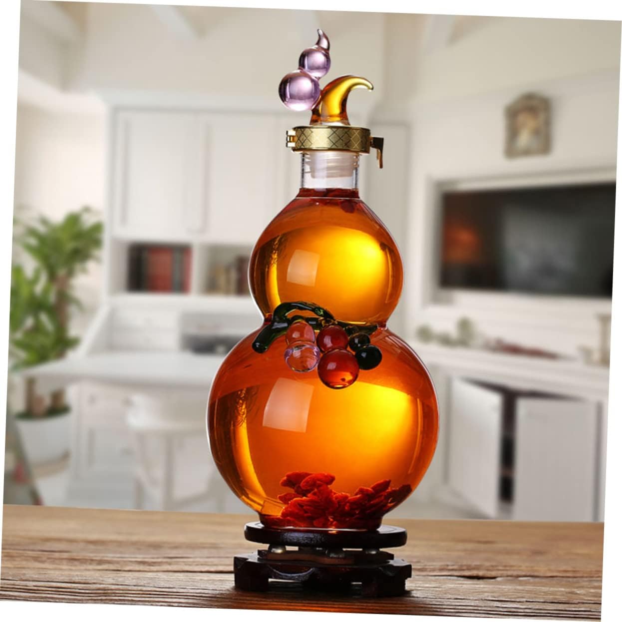 VALICLUD Gourd Shaped Glass Wine Bottle Portable Water Kettle with Capacity and Empty Storage for Wine present for Friends and Family