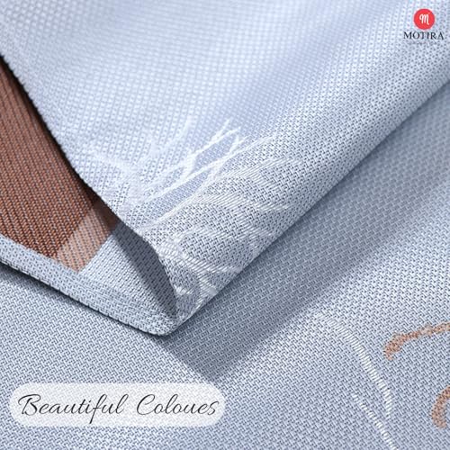 Image of Microwave Oven Cover by Motira - Floral Printed Top Cover with Premium Embroidery Designs and Elegant Tassels - Washable High-Quality Fabric Protector 35 x 80 CM (Light Grey).