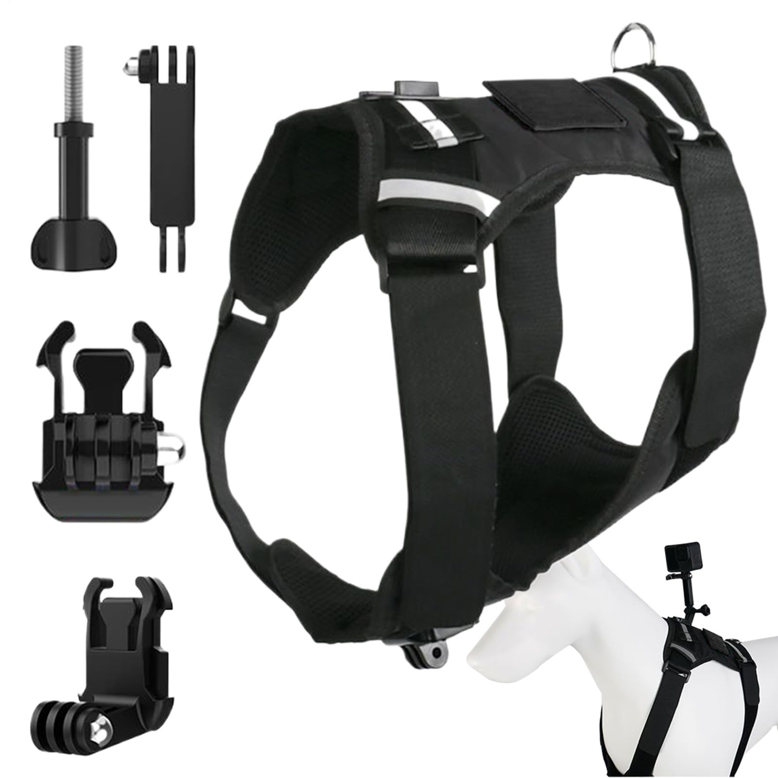 Harnais pour appareil photo pour animal réglable et sangle de poitrine de sport pour chien