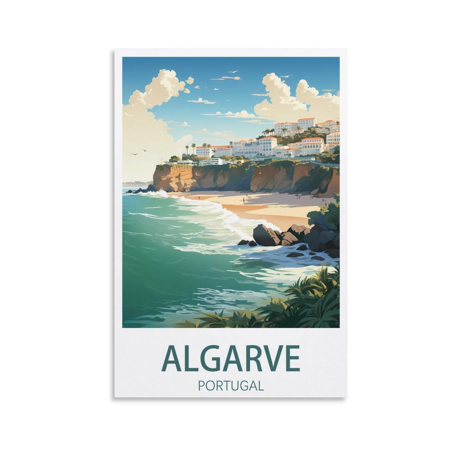 Algarve Portugal Vintage Travel Poster Landscape 16x24inch(40x60cm) Wall Art Picture Print Canvas Art Poster Modern Family Bedroom Decor Posters